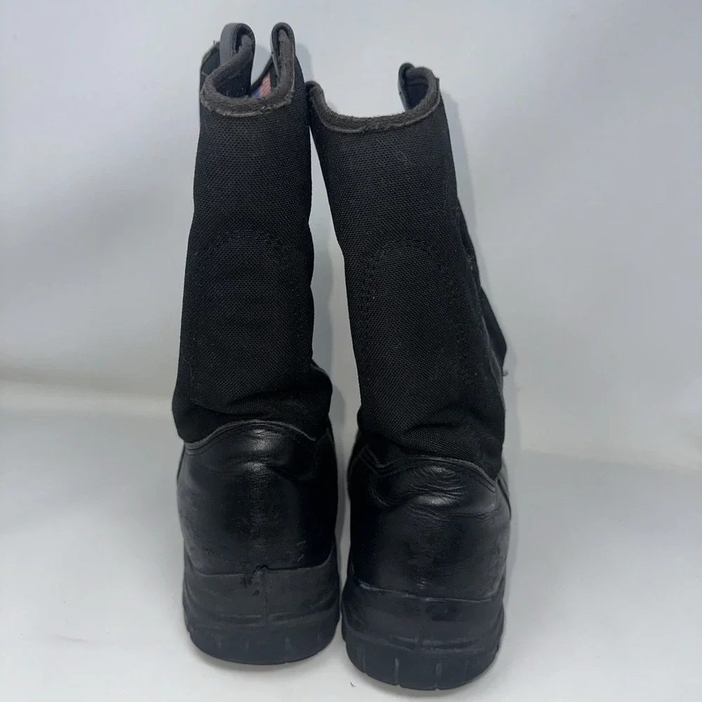 Thorogood USA Mens 9 Black Leather Canvas Pull On Safety Toe Work Boots Roper